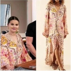 Free People Floral Long Sleeve Dress - Pink and Yellow